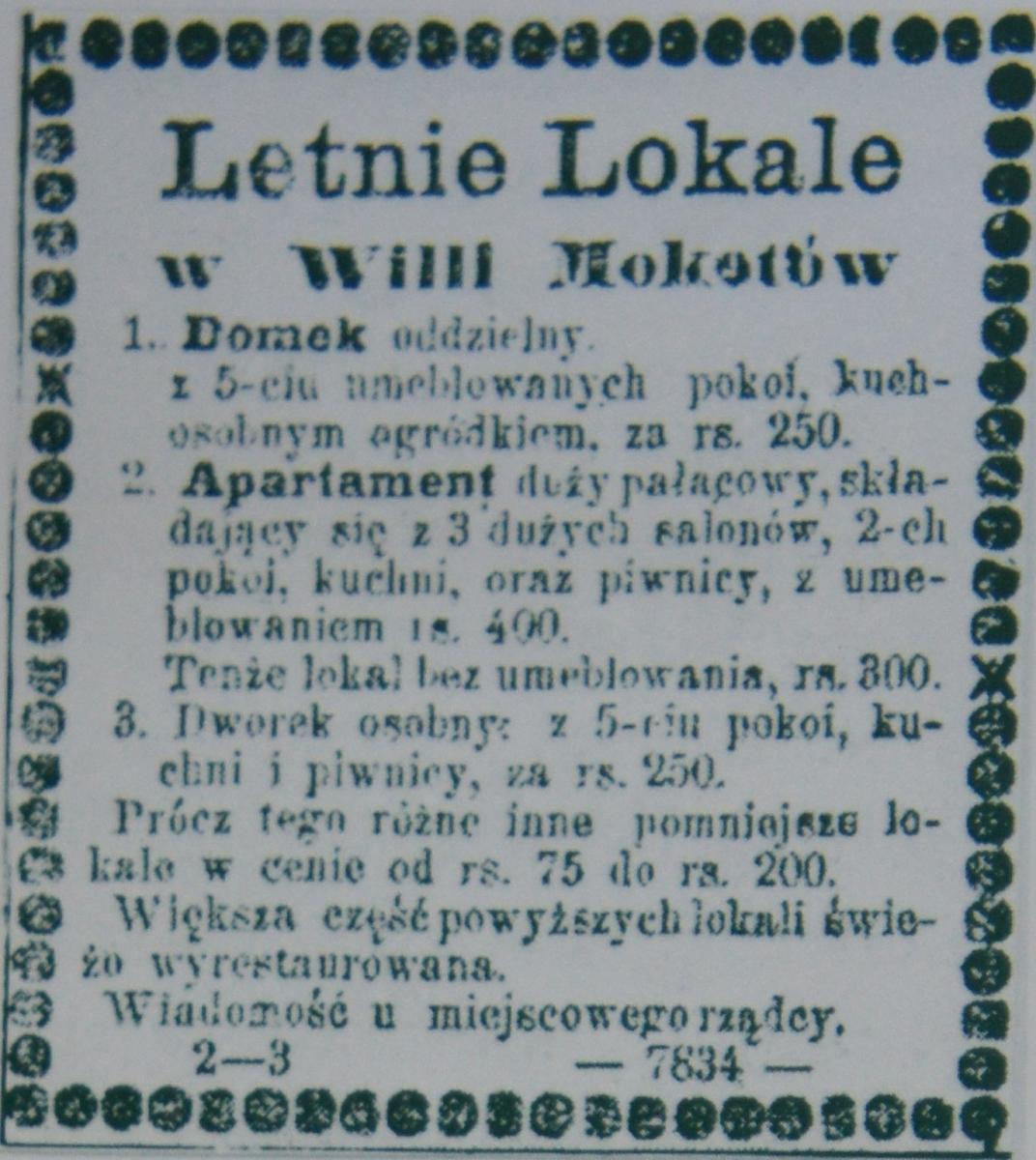 Ogłoszenie prasowe, "Kurier Warszawski" (1898)